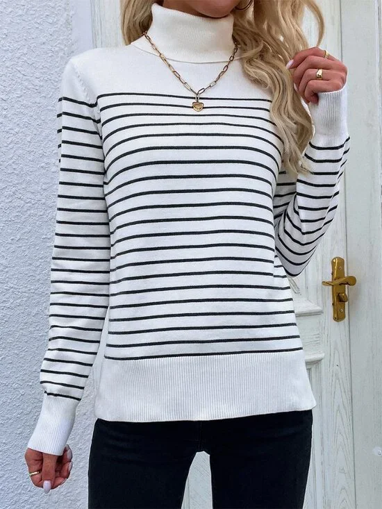 French Connection Striped Turtleneck Sweater L - Picture 2 of 5